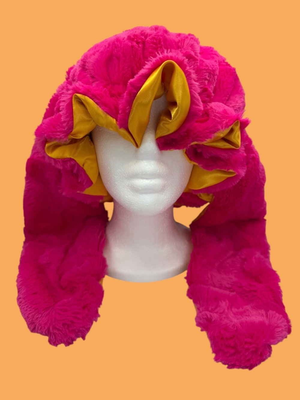 80's Inspired Cerise Pink Faux Fur Rabbit Sleeping Bonnet